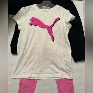 NEW PUMA Girls Youth 3-piece Hoodie Set - PINK BLACK, WHITE size XS (5-6)